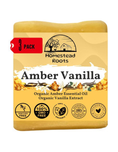 Jabón Artesanal Vainilla Ámbar Homestead Roots - 3 Barras 425g