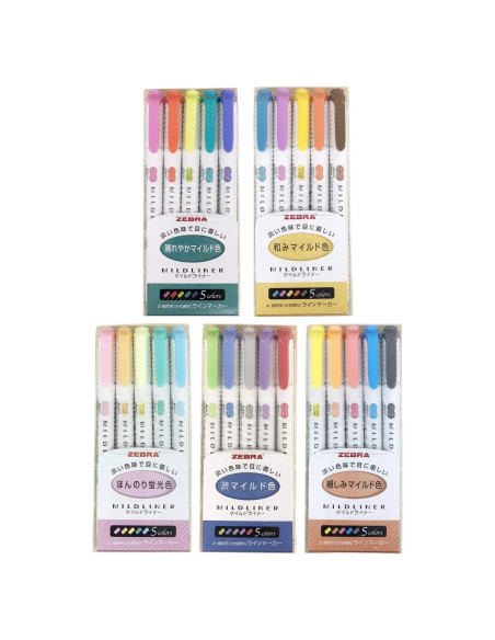 Marcadores Pastel Zebra Mildliner WKT7 - Paquete de 25