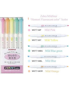 Marcadores Pastel Zebra Mildliner WKT7 - Paquete de 25 2