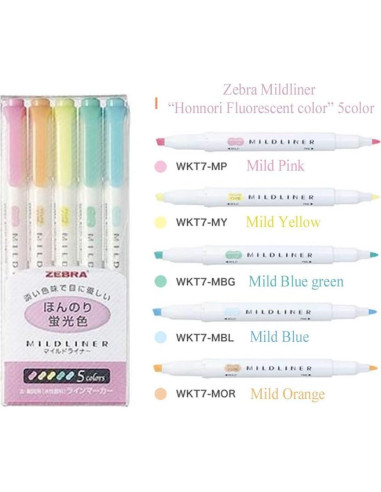 Marcadores Pastel Zebra Mildliner WKT7 - Paquete de 25