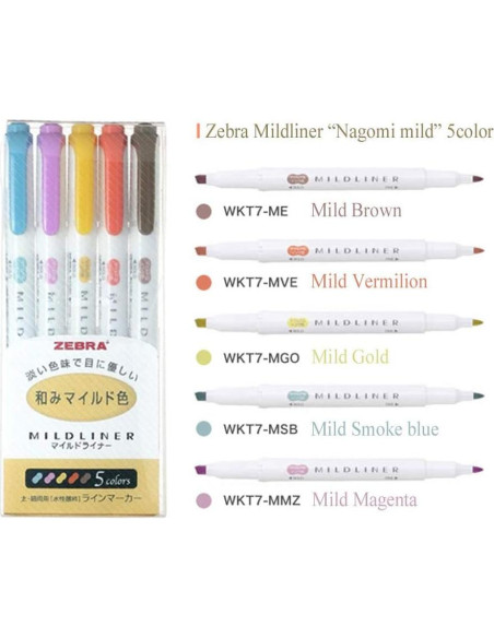 Marcadores Pastel Zebra Mildliner WKT7 - Paquete de 25