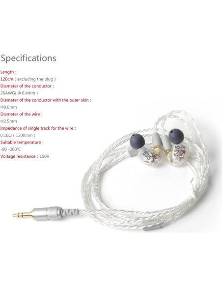 Cable de Reemplazo FiiO RC-SE1 para Auriculares Shure 120cm