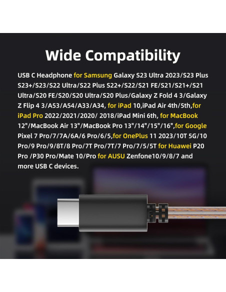 Cable IEM KBEAR KS1 USB-C 1.2m con Micrófono Marrón