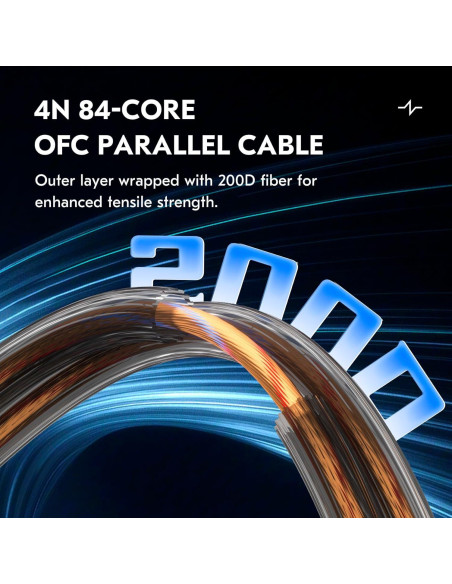 Cable IEM KBEAR KS1 USB-C 1.2m con Micrófono Marrón