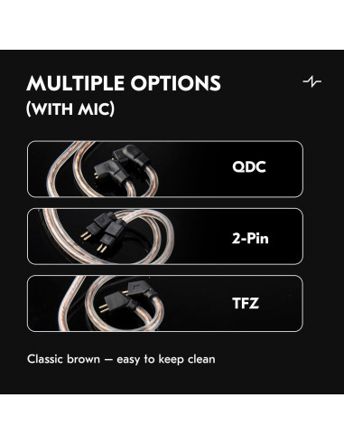 Cable IEM KBEAR KS1 USB-C 1.2m con Micrófono Marrón