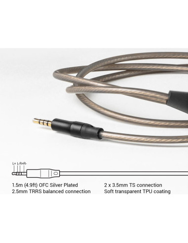 Cable Balanceado Mejorado Meze Audio 2.5mm a 3.5mm 1.5m