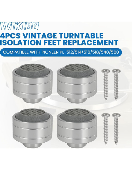 4 Almohadillas de Aislamiento para Tocadiscos Pioneer PL-512/514/516/518/540/560
