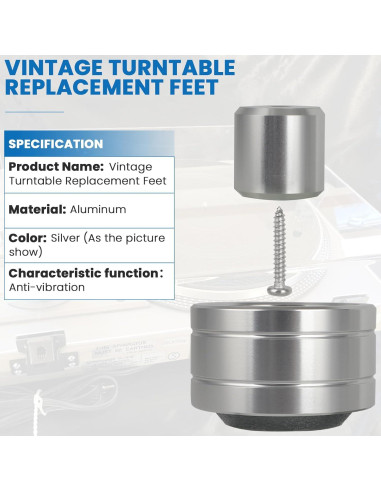 4 Almohadillas de Aislamiento para Tocadiscos Pioneer PL-512/514/516/518/540/560