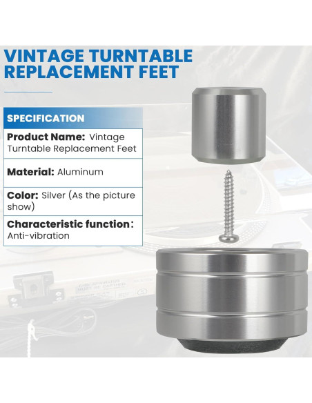 4 Almohadillas de Aislamiento para Tocadiscos Pioneer PL-512/514/516/518/540/560