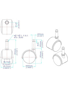 Ruedas Dobles Giratorias Outwater 2" Nylon 6 - Paquete de 4 2