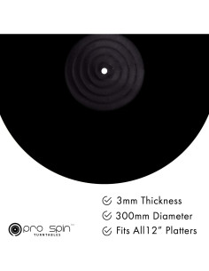 Alfombrilla para Tocadiscos PRO SPIN Acrílico Negro 30 cm Antideslizante 2