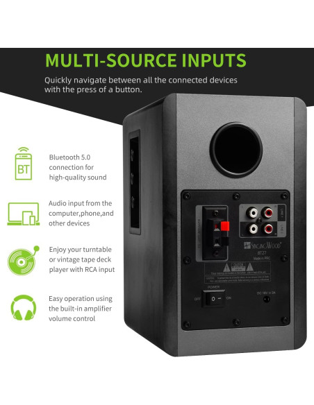 Altavoces de Estantería Bluetooth Madera Cantante BT27 54W