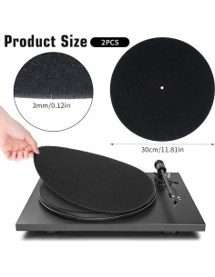 2 Alfombrillas Antideslizantes para Tocadiscos 29.5 cm Negro 2