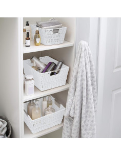 Conjunto de 3 Cestas de Ratan Simplify | Almacenamiento Blanco 2
