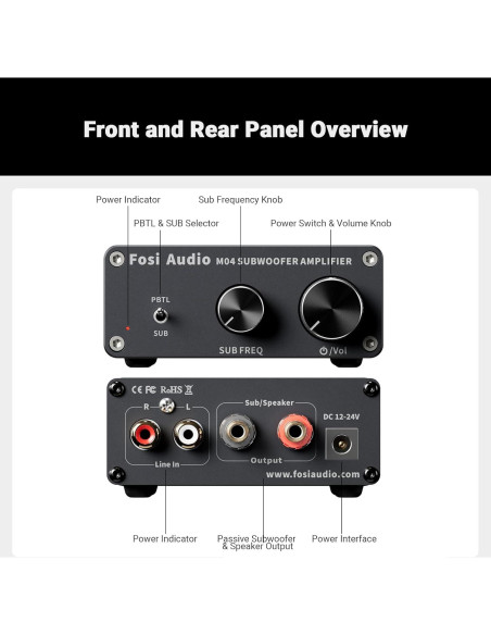Amplificador de Subwoofer Fosi Audio M04 100W Mono Digital