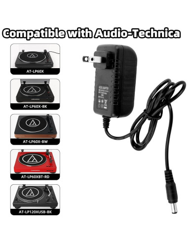 Adaptador 12V Audio Technica AT-LP60X AT-LP120XUSB-BK 1.8m