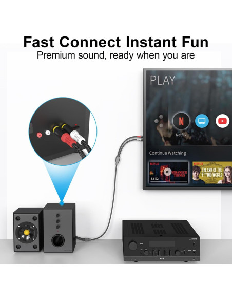 Cable de Audio RCA HOSONGIN 7.62m Doble Apantallado Macho a Macho