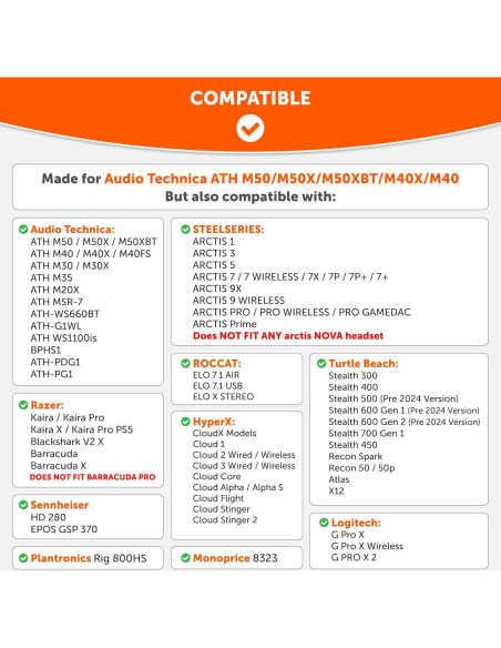 Almohadillas de Reemplazo WC para Auriculares ATH M50X - Floral Negro