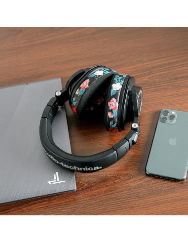 Almohadillas de Reemplazo WC para Auriculares ATH M50X - Floral Negro
