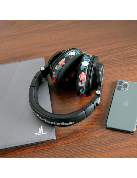 Almohadillas de Reemplazo WC para Auriculares ATH M50X - Floral Negro