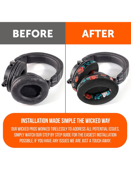 Almohadillas de Reemplazo WC para Auriculares ATH M50X - Floral Negro