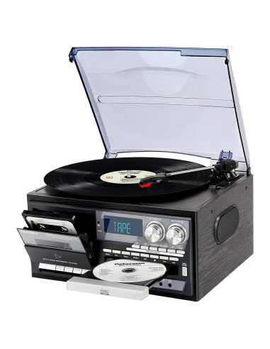 Reproductor de Vinilo 9-en-1 PAREIKO T408 con Bluetooth y Control Remoto