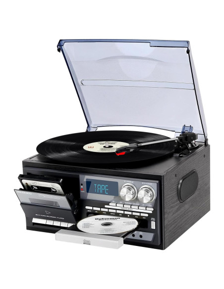Reproductor de Vinilo 9-en-1 PAREIKO T408 con Bluetooth y Control Remoto