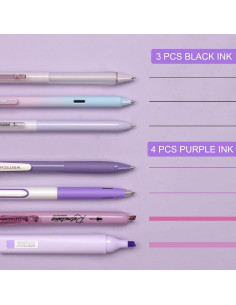 Set de Bolígrafos de Gel WRITECH 7ct Punta Fina 0.5mm Púrpura 2