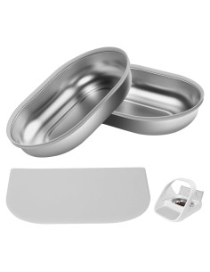 Tazón de Acero Inoxidable SureFeed 2 Pcs + Alfombrilla Gris