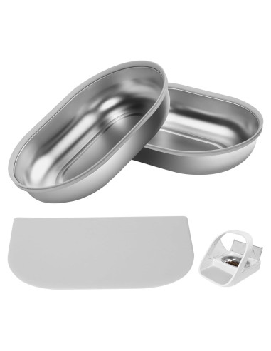 Tazón de Acero Inoxidable SureFeed 2 Pcs + Alfombrilla Gris