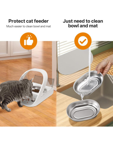 Tazón de Acero Inoxidable SureFeed 2 Pcs + Alfombrilla Gris