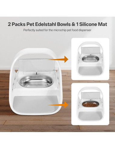 Tazón de Acero Inoxidable SureFeed 2 Pcs + Alfombrilla Gris