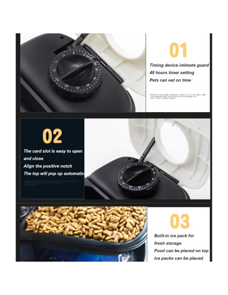 Dispensador Automático de Comida Foern para Gatos y Perros 2 Tazones