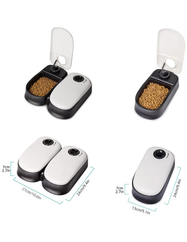 Dispensador Automático de Comida Foern para Gatos y Perros 2 Tazones