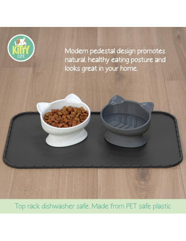 Tazones Elevados para Gato Kitty City 2pk - Diseño Moderno