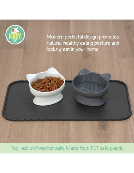 Tazones Elevados para Gato Kitty City 2pk - Diseño Moderno
