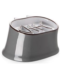 Cuenco Elevado para Gatos Y YHY Cerámica 17.5x16cm Gris