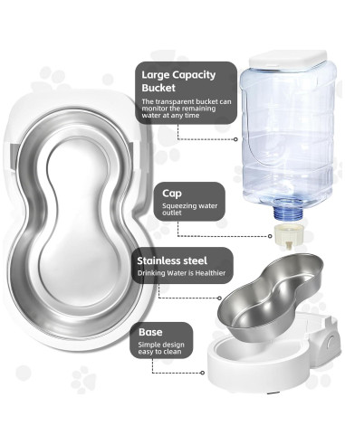 Dispensador Automático de Comida y Agua HWONMTE 3.78L x 2