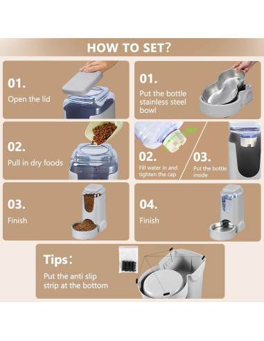 Dispensador Automático de Comida y Agua HWONMTE 3.78L x 2