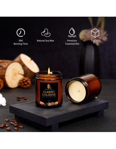 Vela Aromática de Soja Colonia Clásica 198g - Regalo Hombre