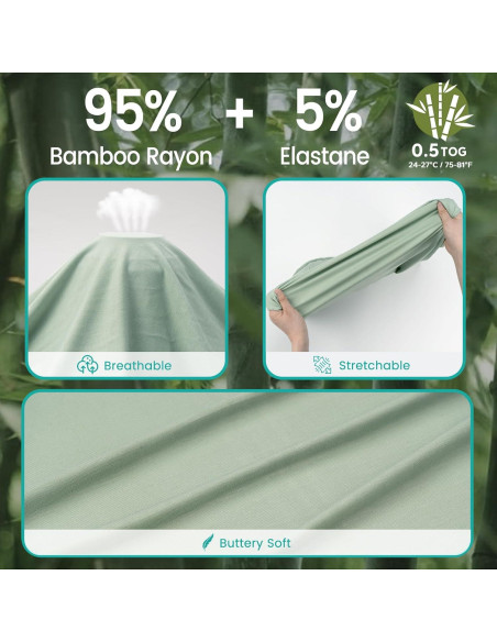 Saco de dormir de bambú Lilbestie 0-6 meses verde 0.5 TOG
