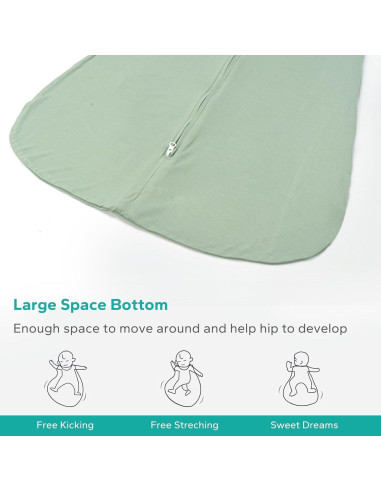 Saco de dormir de bambú Lilbestie 0-6 meses verde 0.5 TOG