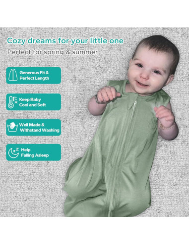 Saco de dormir de bambú Lilbestie 0-6 meses verde 0.5 TOG