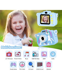 Cámara Digital Infantil Longneck Unicornio 48MP Azul 2