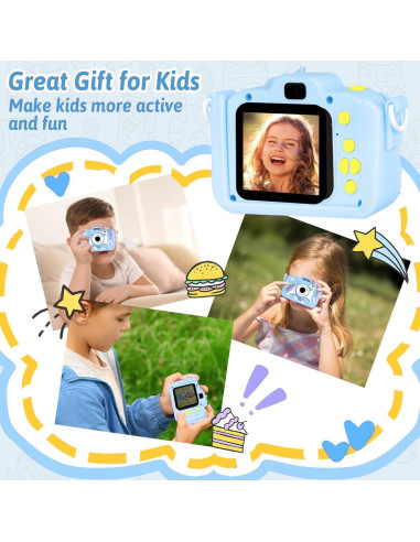 Cámara Digital Infantil Longneck Unicornio 48MP Azul