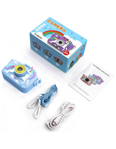 Cámara Digital Infantil Longneck Unicornio 48MP Azul