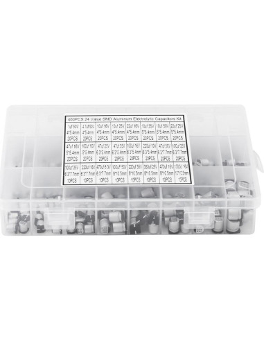 Kit de 400 Capacitores Electrolíticos Aluminio 0.1uF-1000uF