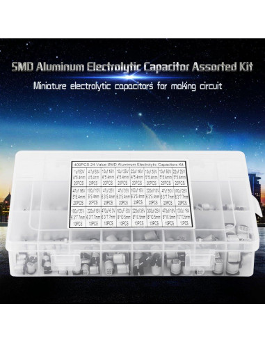 Kit de 400 Capacitores Electrolíticos Aluminio 0.1uF-1000uF