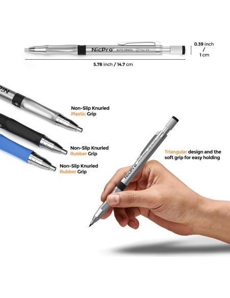 Conjunto de Lápices Mecánicos Nicpro 11 Piezas 2mm con Repuestos