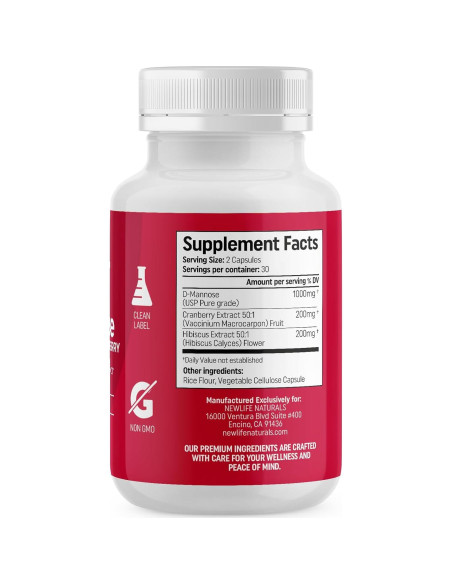 Cápsulas D-Mannose NewLife Naturals 1400mg 60 Unidades